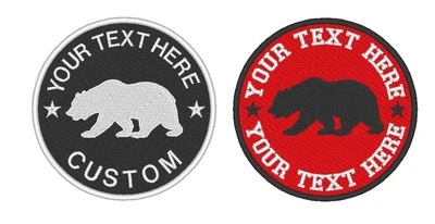 Custom Embroidered Republic California Cali Bear Sew on Round Patch CP-22 - Image 1 of 4