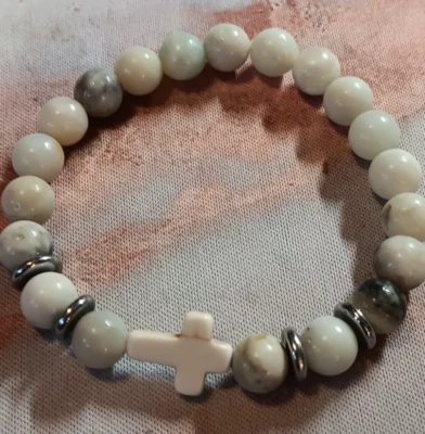 白十字手链漂亮串珠--全新!! — 第 1/2 张图片