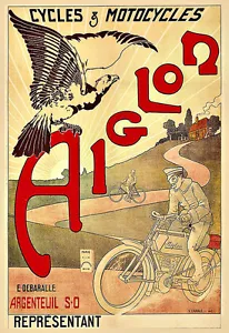 Art Ad Aiglon  1904  Bicycles Cycles and Motorcycles   Deco Poster Print - Picture 1 of 1
