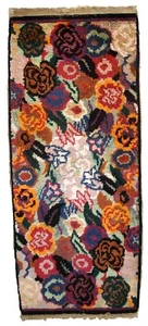 Handmade antique French Art Deco rug 1.6' x 3.8' (50cm x 116cm) 1920s - 1C738 - Picture 1 of 10