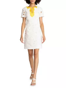 Trina Turk Carsten Floral Applique Shift Dress, Split v-neck, Size 8, $378 NWT - Picture 1 of 3