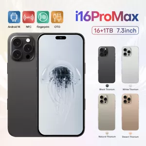 2025 i16 Pro Max 5G Smartphone 7.3" Dual Sim Android Mobile Phones 4G/6G/8G/16GB - Afbeelding 1 van 28