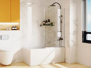 Plain No Tap Hole Steel Bath With Legs And Bath Screen Chrome / Matte Black - Picture 1 of 17