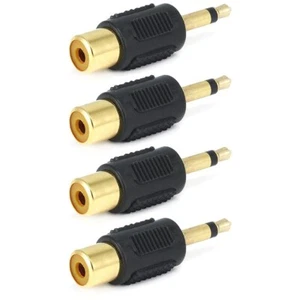 4x 3.5mm TS Mono Plug Male to RCA Jack Female Audio Adapter Gold Plated - Picture 1 of 3