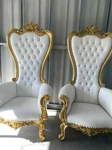 Throne Chair White and Gold Brand new - Picture 1 of 3