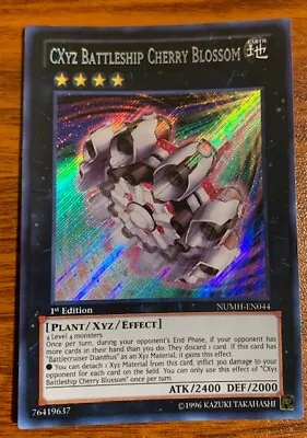2013 Yu Gi Oh 1st Edition Holo Numbers Hunter CXYZ Battleship Cherry Blossom - Image 1 of 2