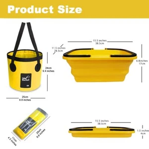 2 Pack Camping Collapsible Bucket With 3 Gal/12l Foldable Wash Basin For Washing - Picture 1 of 6