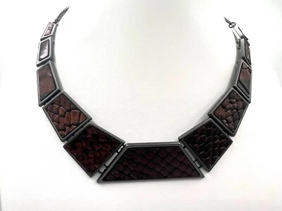 House of Harlow 1960 Gunmetal declaración collar marrón Foto 1 de 3