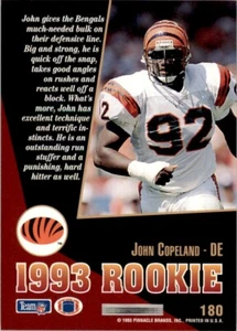 1993 SCORE SELECT JOHN COPELAND ROOKIE CINCINNATI BENGALS #3 - Picture 1 of 2