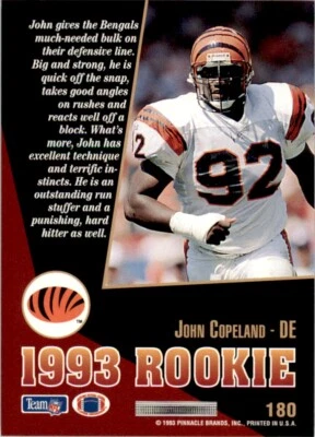 1993 SCORE SELECT JOHN COPELAND ROOKIE CINCINNATI BENGALS #3 - Image 1 of 2
