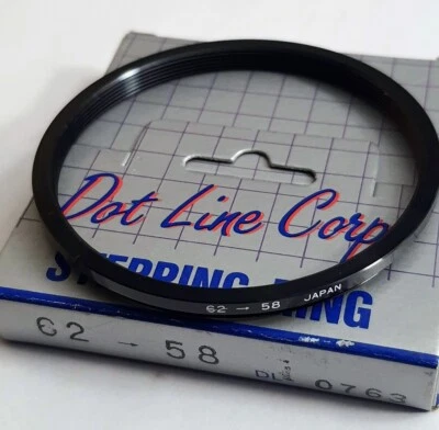 62-58mm Step-Down Lens Filter Ring 62mm-58mm Japan Stepping Metal Adapter 62-58 - Image 1 of 4