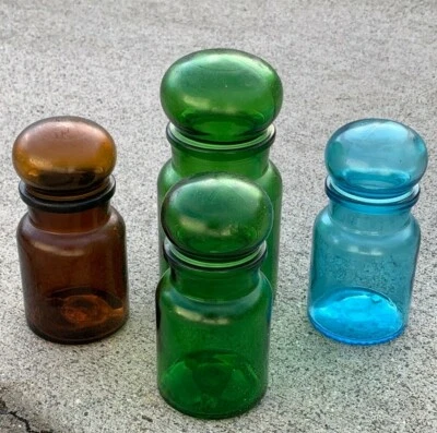 BOTELLAS DE HONGOS antiguas primitivas juego de 4 vasos y tapa ❤️sj17j Foto 1 de 4