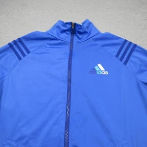 Adidas Jacket Boys Large (16-18) Blue Full Zip Long Sleeve Windbreaker - Picture 1 of 8
