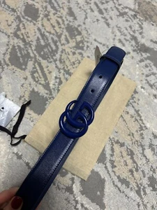 Gucci Double G Blue Belt Size 75/30 Style Number 414516 - Picture 1 of 6