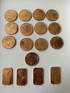 1 Oz Cooper Rounds & Bars , 17 Count - Picture 1 of 4