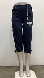 Dash solid cotton pull on elastic waist front and back pockets leg tie Capri - Picture 1 of 6