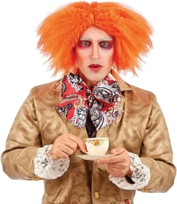 Men`s Curly Ginger Red Wig for Mad Hatter Alice in Wonderland Costume Halloween - Image 1 of 2