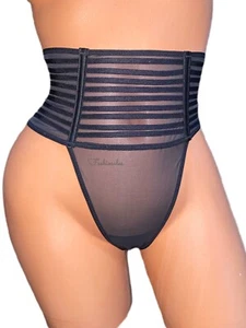 Victorias Secret Luxe collant perizoma a rete trasparente vita alta con spalline nero medio - Foto 1 di 5