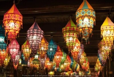 Atacado 30 peças de abajur decorativo indiano abajur tecido de algodão lanterna dobrável - Imagem 1 de 4