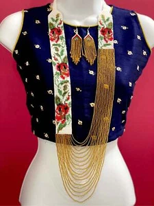 Seed bead necklace earrings set handcrafted African jewelry gift - Picture 1 of 7