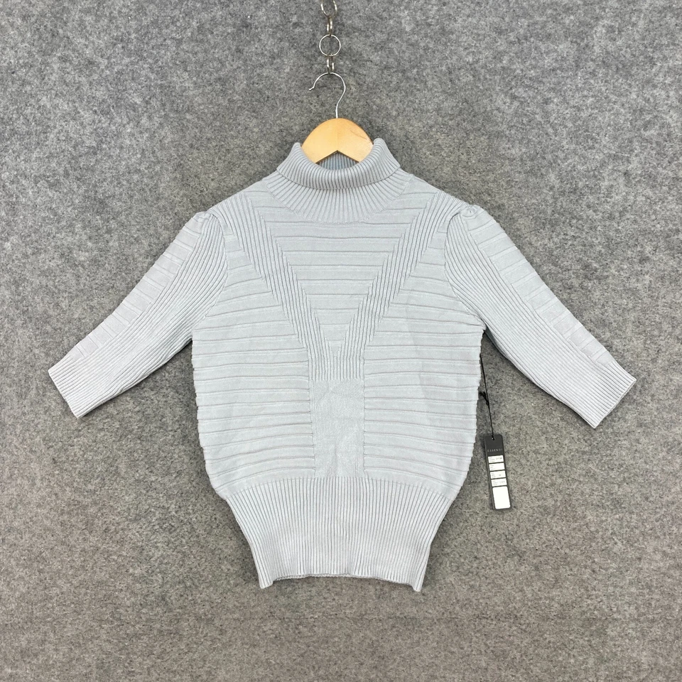 NEW Essendi Womens Top Size M Medium Grey Half Sleeve Knit Turtleneck Knit 27006 - Image 1 of 4