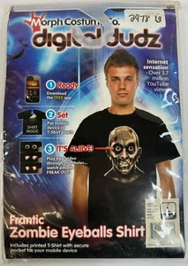 Frantic Zombie Eyeball Cell Phone Animated Morph Costume Co Digital Dudz Shirt L - Picture 1 of 4