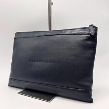 Balenciaga clutch bag black leather punching logo second 12.9×9.2 inch