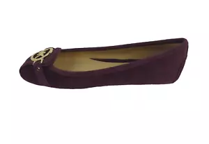 Zapatos Michael Kors Fulton Moc Ballet Planos Ciruela Dorado MK Logo Gamuza Talla 9M - Imagen 1 de 9