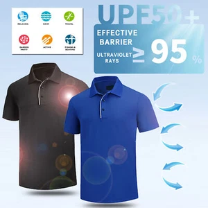 Golf Short Sleeve Mens Polo Shirt T Shirt blue Jersey Casual Dry Fit Comfortable - Bild 1 von 10