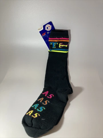 FBF Sportswear Texas Rangers MLB Crew Socks Black/Neon Size M 5-10 Cover