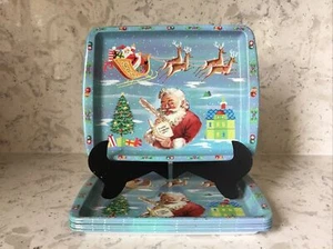 Daher Decorated Ware Santa Reindeer Metal Tray 6” X 8” England PRICED EACH - Picture 1 of 8