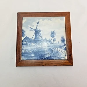 Copripentola calda per tavolo o espositore Olanda mulino a vento ceramica in legno blu bianco - Foto 1 di 7