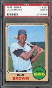 1968 TOPPS #223 OLLIE BROWN PSA 9 GIANTS - Picture 1 of 2
