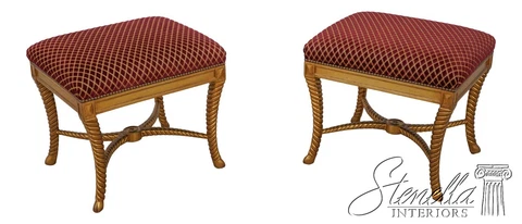60012EC: Pair WILLIAM SWITZER Gold Decorated Hollywood Regency Bench Cover