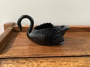 Vintage Cambridge Small Black Glass Swan - Picture 1 of 3