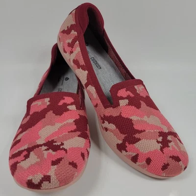 Cloudsteppers Clarks Zapatos Mujer 5M Carly Dream Tejido Ballet Plano Borgoña Camuflaje Foto 1 de 4