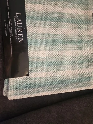 Lauren Ralph Lauren Set Of 4 Placemats White/ Seafoam Green 98%cotton - Image 1 of 4