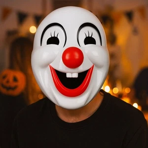 PVC Clown Makeup Mask Red Nose Happy Clown Costume Carnival Party - Picture 1 of 12