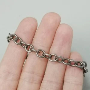 Vintage Sterling Silver Chain Bracelet 7 Inch Long Charm - Picture 1 of 7