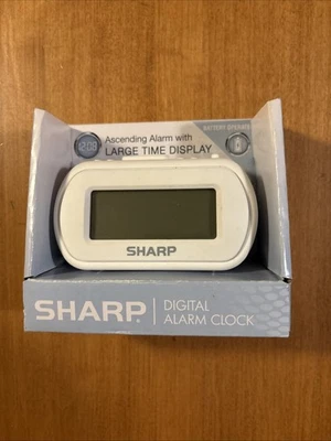 Sharp Digital Alarm Clock Large Time Display White No Box Battery Operated New. - Image 1 of 4
