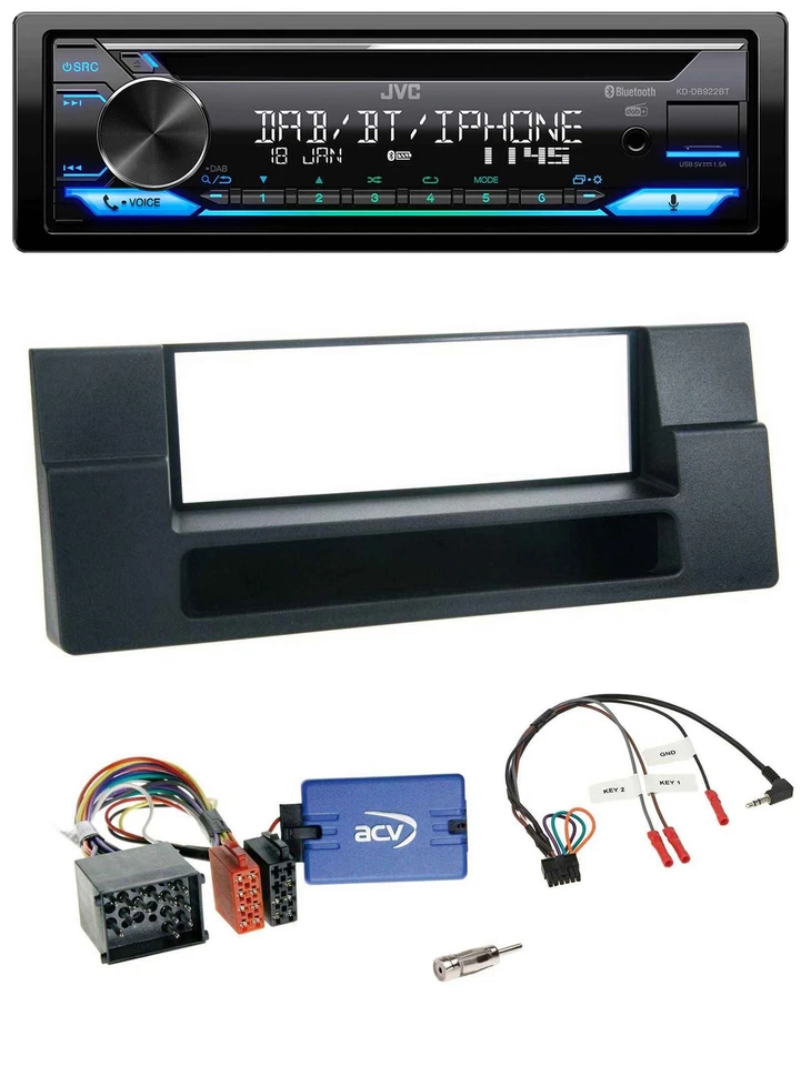 JVC Bluetooth Lenkrad USB DAB CD Autoradio für BMW 5er Ablage Rundpin - Bild 1 von 4