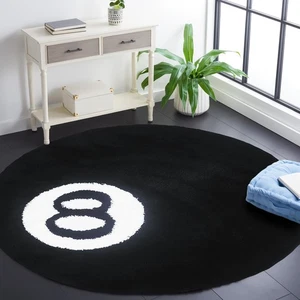 Alfombra de 8 pelotas, alfombra de área acolchada redonda negra grande de 3,3 pies, alfombra de billar para... - Imagen 1 de 7