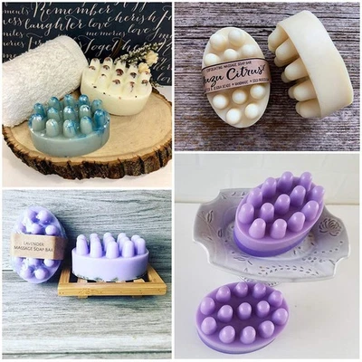 Silicone Massage Soap Mold Therapy Bar Soap Making Tools DIY Homemade Oval S~gw - Image 1 of 4