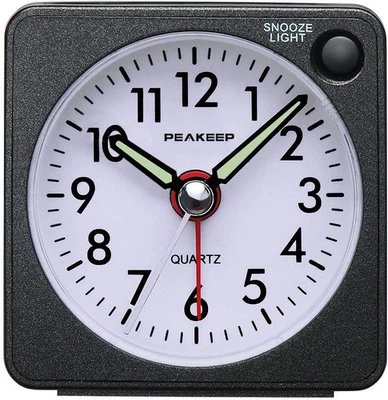Ultra Small, Battery Travel Alarm Clock with Snooze and Light, Silent with No Ti - Image 1 of 4