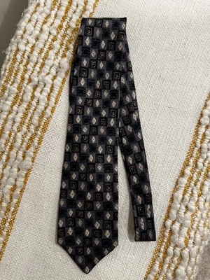 Corbata Charleston para hombre corbata de seda negra con estampado geométrico hecha en Italia 3,75"x58” Foto 1 de 3