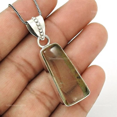 Naturale Rutilo Quarzo Argento Sterling Massiccio Lunetta Etnico Natale Regalo - Immagine 1 di 4