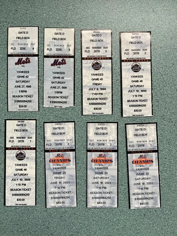 NEW YORK MET/NY YANKEE SUBWAY SERIES TICKETS 1998-2005.  PICK 1.  6/15/01 SOLD Cover