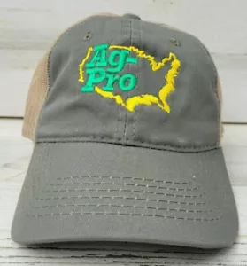 Ag-Pro Khaki and Beige Mesh Trucker Farm Cap Hat H/L Adjustable Strap - Picture 1 of 10