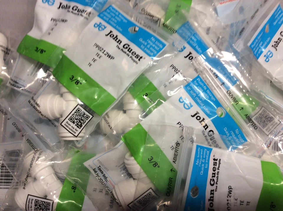 Lot Of 25 John Guest Quick Connecter Push Fit Tee 3/8in 3/8 Tube OD PP0212WP - Image 1 of 1