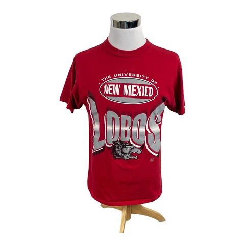 Vintage 90s New Mexico Lobos NCAA Red Short Sleeve Polo Shirt Men's Large L Cover